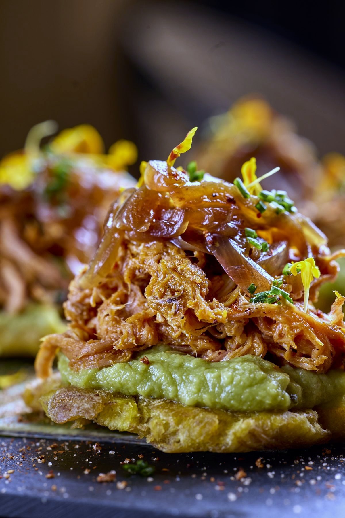 Tostón con cochinita pibil